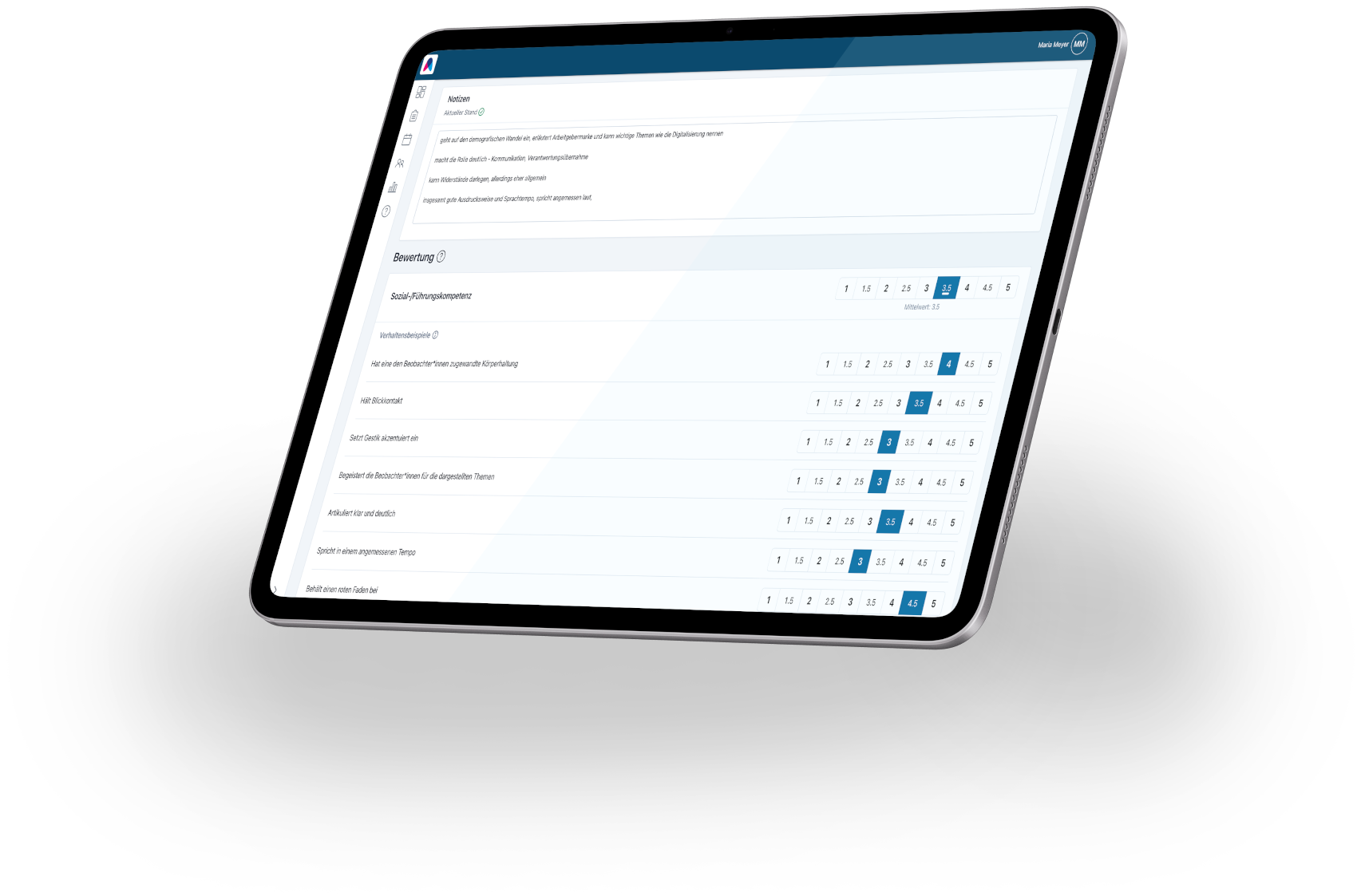 Tabletansicht